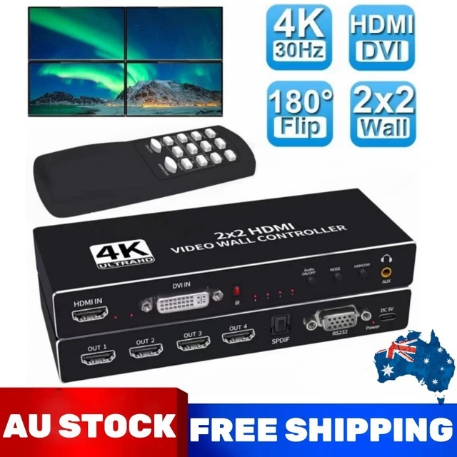 2x2 Video Wall Controller Processor 1x2 1x3 1x4 2x1 3x1 4x1 4K DVI HDMI Switcher