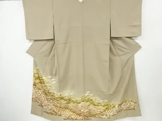 6517310: Japanese Kimono / Vintage Iro-Tomesode / Embroidery / Pine & Cranes