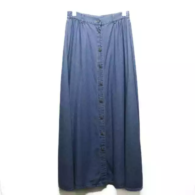 DEMOCRACY DENIM MAXI Long Full Skirt Snap Front Modest Tencel Cotton ...