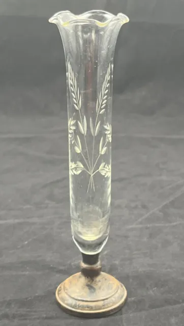 Sterling Silver Web Etched Crystal Bud Vase @145