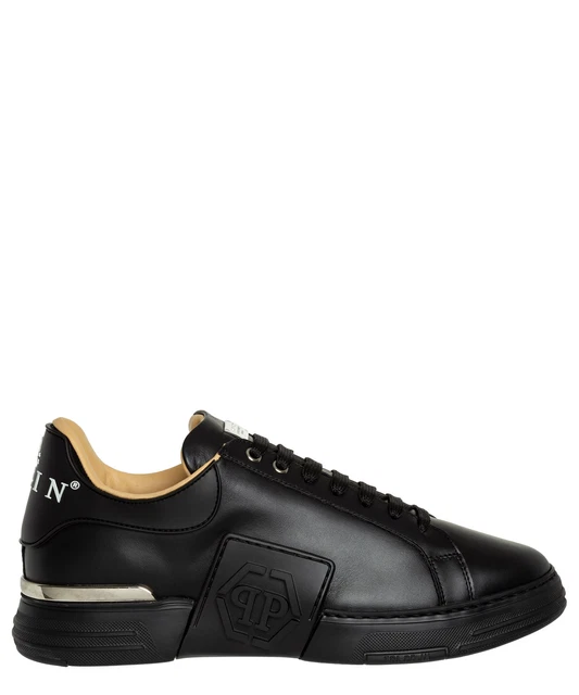 Philipp Plein basket homme hexagon FABS-USC0263-PLE010N_02 cuir logo Black Nero