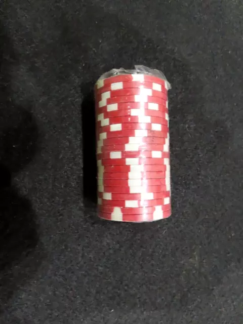 NEW POKER CHIPS IN UNOPENED SLEEVE OF 21 RED Unopened L3.24