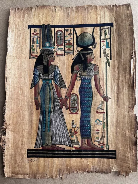 Egyptian Hand-Painted Detailed Vibrant Art on Papyrus Paper