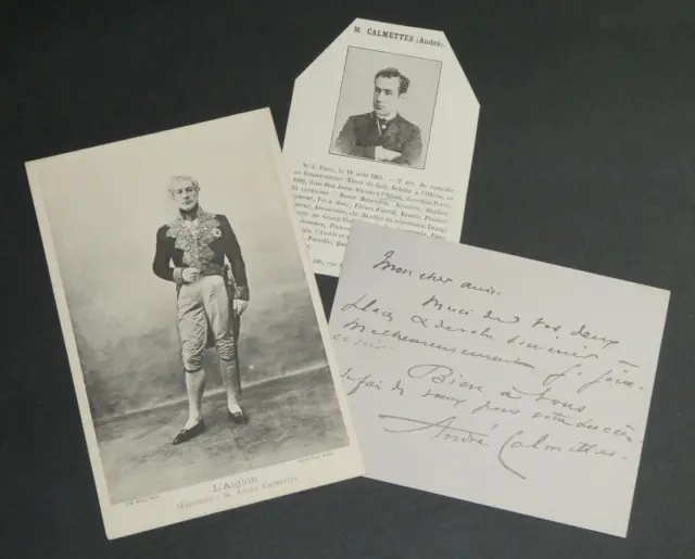 André CALMETTES -Carte lettre autographe signée,carte postale,coupure de journal