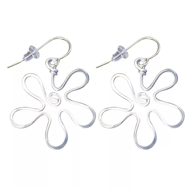 Fashion Handmade Simple Design Silver Color Hollow Flower Pendant Earrings