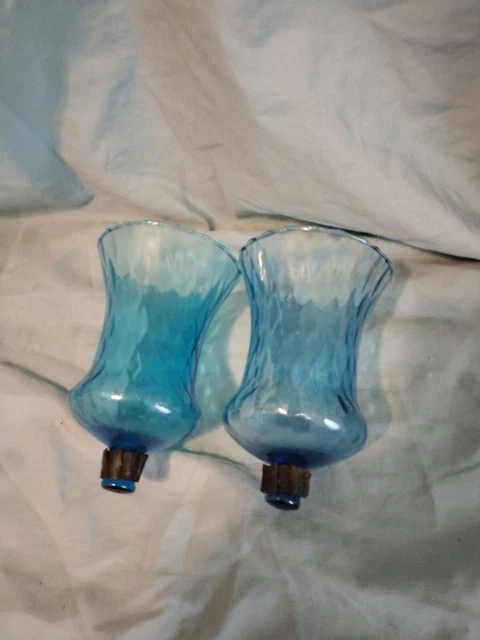 Home Interiors/Homco Set Of 2 Blue Votive Cups/Globes/Candle Holders