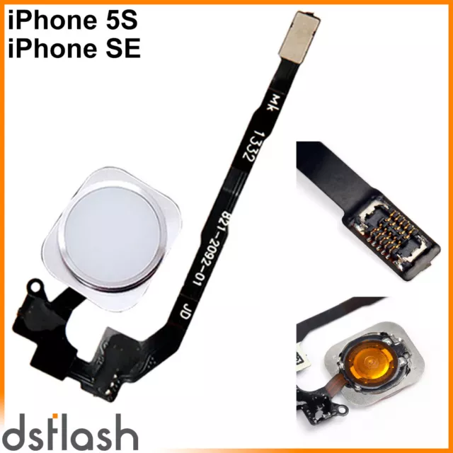 Flex Boton Home iPhone 5S / SE Plateado Cable Menu Inicio Huella Blanco Touch ID