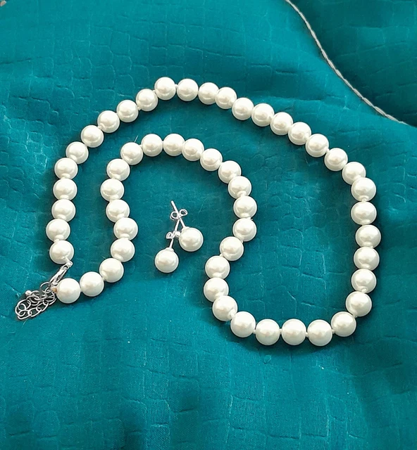 Collana Di Perle D'acqua Dolce AAAA Annodate A Mano Da 18/20/22/24/26/28 Pollici, Perle Di Qualità Edison Akoya Rotonde Bianche Autentiche Da 9-9,5 Mm #P1805 - Italia - Foto 9