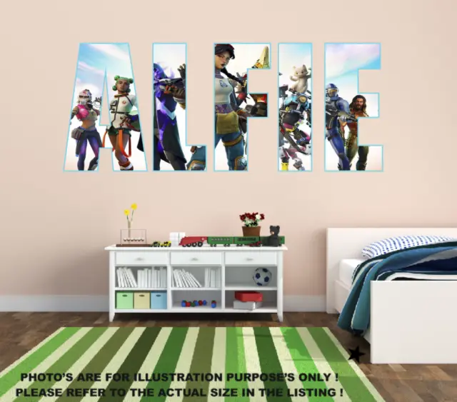 Personalised Name Fortnite style stickers decal vinyl wall art gaming - Any Name