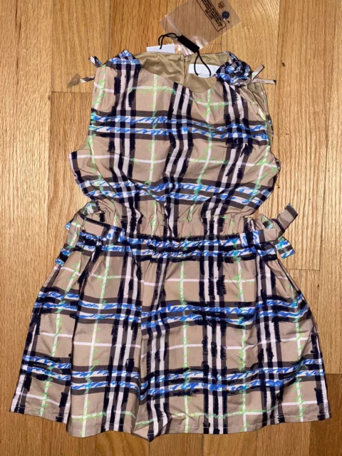 NEW $260 Burberry Girls “Candra” Scribble Checked Dress, Size 10Y/140cm 3