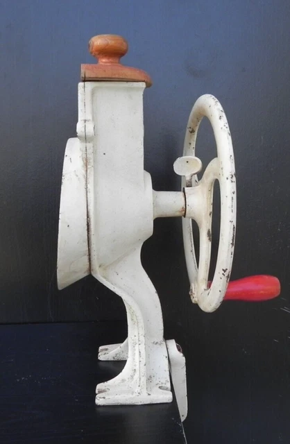 Affûteur Ancien à Manivelle En Fonte - Roue En Pierre - Support Banc Rouge - USA