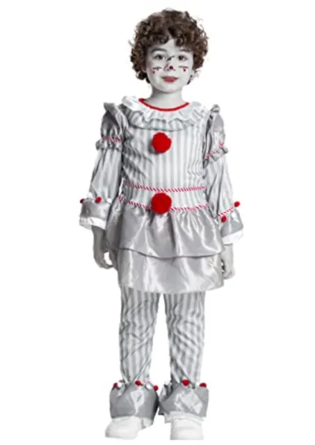 Boys Halloween Crazy Clown Costume Kids Pennywise Fancy Dress Horror Evil 3-4