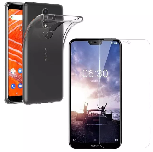 VERRE TREMPÉ + COQUE ANTICHOC TRANSPARENTE Pour NOKIA 6.1 PLUS PROTECTION +