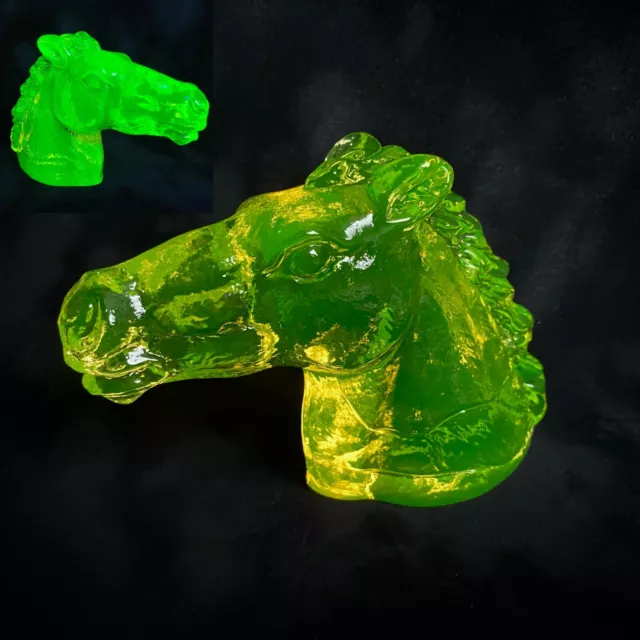 Uranium Glass Figurine Horse Clear Yellow Glass Vaseline Uranum Depression Glass