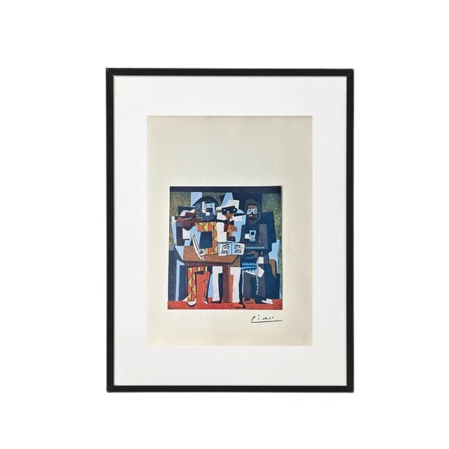 Pablo Picasso Original - Three Musician - Hand Tipped Color plate print - Signed