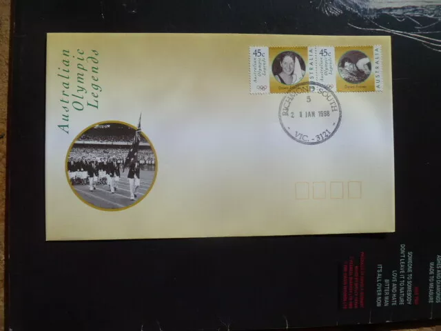 1998 Australian Olympic Legends Fdc Dawn Fraser Richmond Sth Postmark Olympic Pa