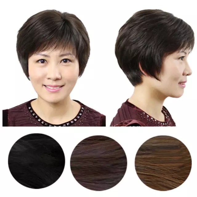 Wig Female Short Hair Real Hair Middle-Aged And Elderly Elderly Ladies Moth I0S0 2