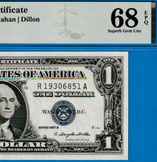 $1  Silver Certificate Note - Birth Year Serial " 1930 "  Superb Gem  Pmg 68 Epq