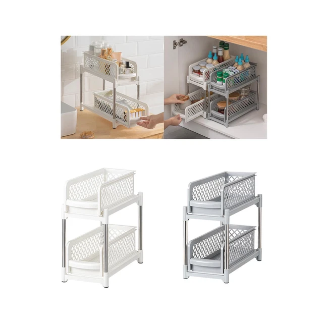 Organisateurs Sous Évier 2 Niveaux - Lot De 2 Range-Cuisine Coulissants Transparents | Rangement Pratique