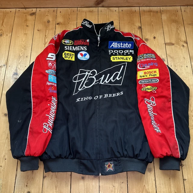 Giacca Budweiser Unisex Adulti F1 Team Racing Ricamo Nero Imbottita Cotone