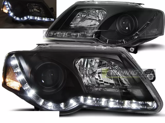 Tuning Phare Daylight LED DRL look VW Passat B7 3C 10- noir FK AUTOMOTIVE