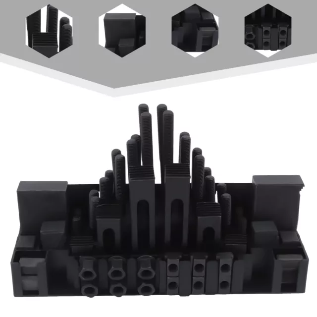 58PCS M12 T-Slot Step Clamping Nuts Kit  Block Set f/Metal Milling/Drilling 14mm