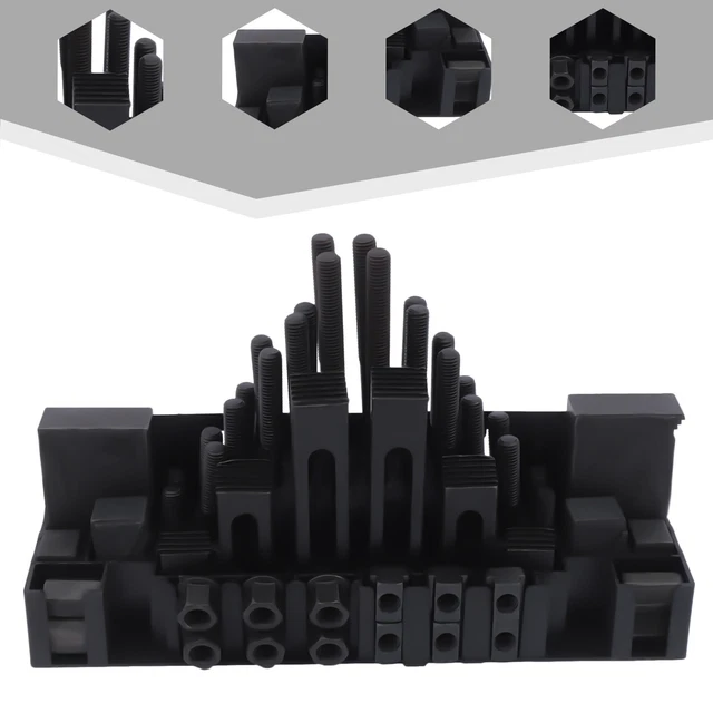 58Pcs Clamping Bolt Kit Fit Metal Milling Machine T-Slots Step Block Clamping
