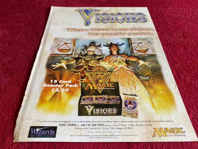 Framed Game Advert 12X9 Visions : Magic The Gathering Trading Cards