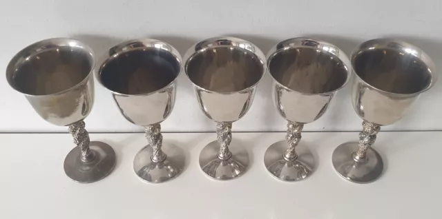 Valero Silver Plated Goblets - Set Of 5 Vintage Small Wine Goblets Spain 3