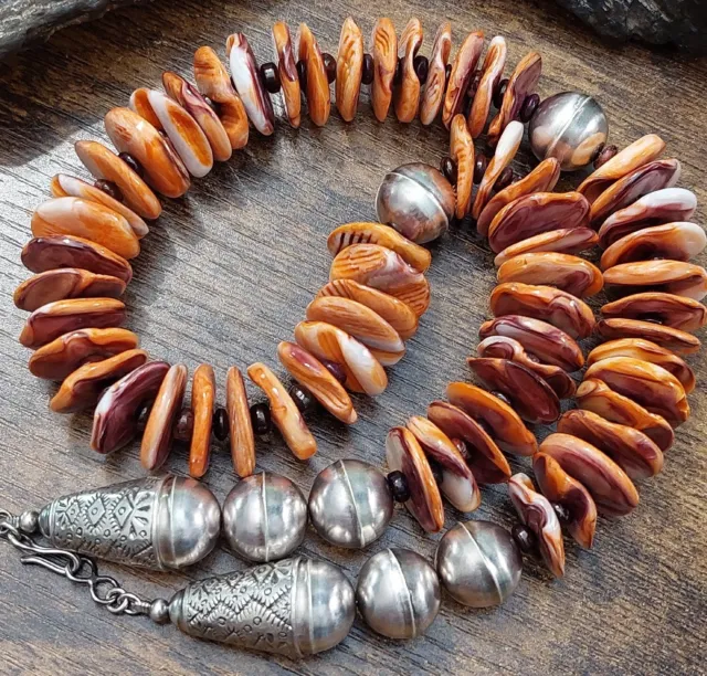 LION'S PAW/SUGILITE BUSTAMITE Navajo Pearl Bench Bead Necklace Sterling...