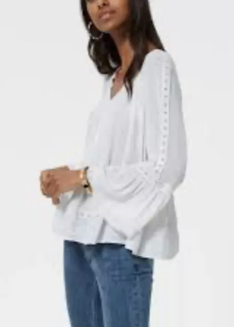 Rebecca Minkoff womens white crochet bell sleeve blouse size small