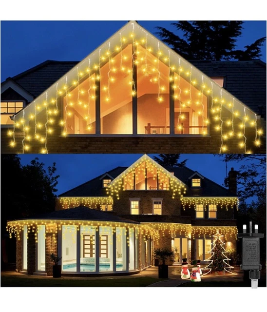 ICICLE OUTDOOR CHRISTMAS Lights, 14m/46ft 360LED Warm White Icicle £28.