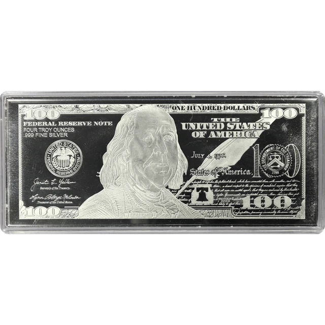 4oz Pure .999 Silver $100 C-Note United States Design Bill Bar