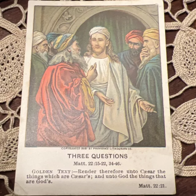 1910 Little Bible Lesson Pictures, Three Questions