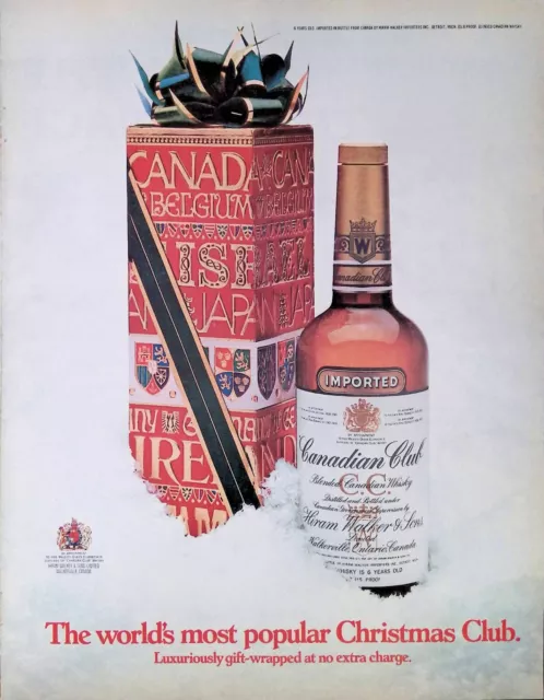 Vintage Print Ad 1970 Canadian Club Imported Blended Whiskey Christmas Gift