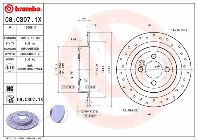 2x BREMBO Bremsscheibe Bremsscheiben Satz Bremsen XTRA LINE - Xtra Hinten