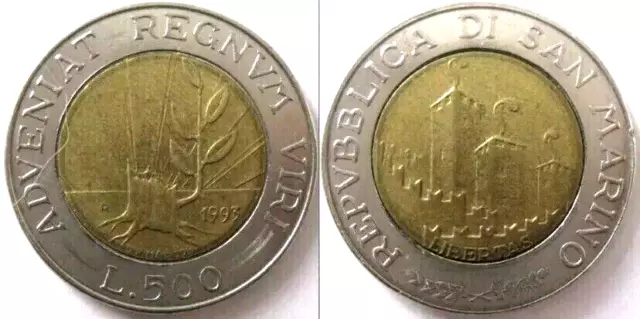 REPUBBLICA DI SAN MARINO - 1993 Moneta da 500 LIRE  Bimetallica - Splendida