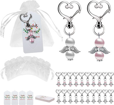 Mini Souvenir Portachiavi Regalo Ciondolo a Forma di Angelo di Perle Festa Nuziale 30 Set Portachiavi a Forma di Angelo Custode Regalo per Il Ritorno degli Ospiti per Baby Shower 