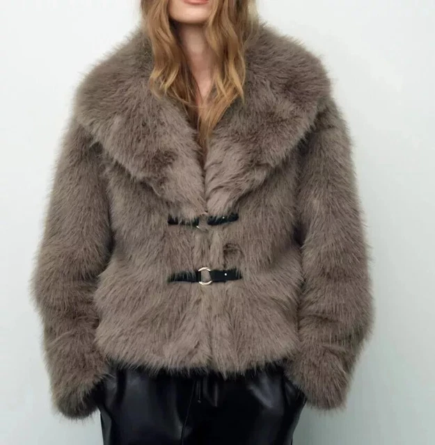 Cappotto Corto Giacca Ecopelliccia Zara Faux Fur Collar Cappotto