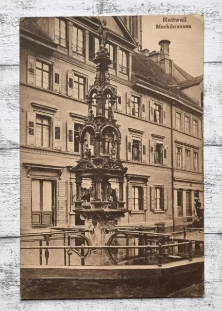 AK Rottweil Marktbrunnen Architektur Kunst Haus Postkarte Vintage Ansichtskarte