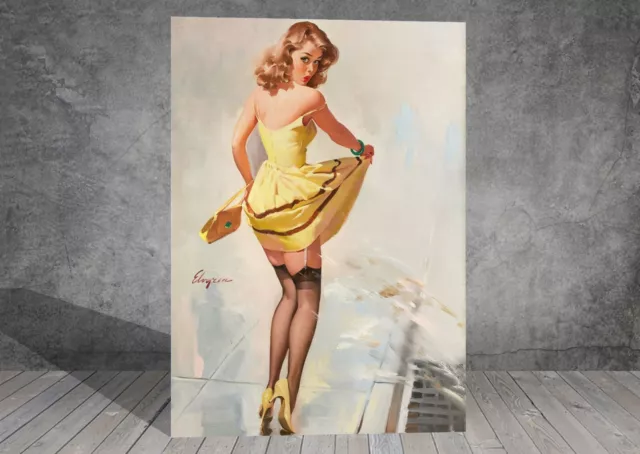 Gil Elvgren over the shoulder LOOK Vintage Pin Up Girl CANVAS ART PRINT  1648