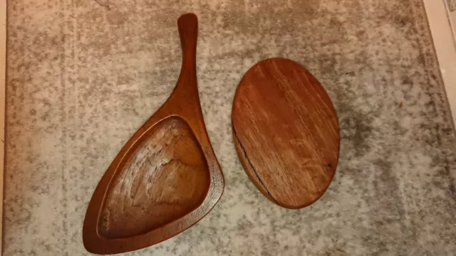 A Hand Carved Serving Dish & Small Wooden Cheese Board