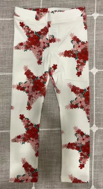 J. Crew Crewcuts Girls Printed Everyday Leggings Sz 4 Ivory Floral Stars Cotton