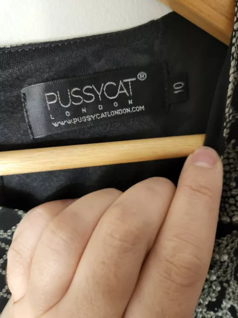 Pussycat London Pencil Dress Womens Size 10 Black Sleeveless Round Neck Zip 3