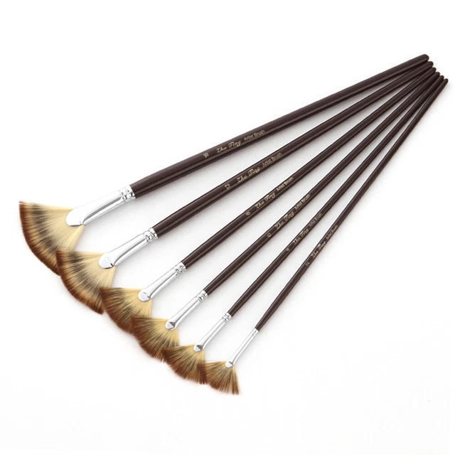 6PCS PROFESSIONAL FAN Paint Brush Shedding Nylon Hair 3Color Art Tool J1E4 £8.46 PicClick UK