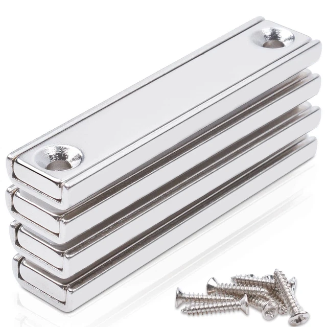 Neodymium Rectangular Pot Magnets, 60lbs Pulling Force 50x13.5x5mm