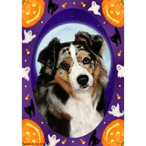 Halloween Garden Flag - Blue Merle Australian Shepherd 120591