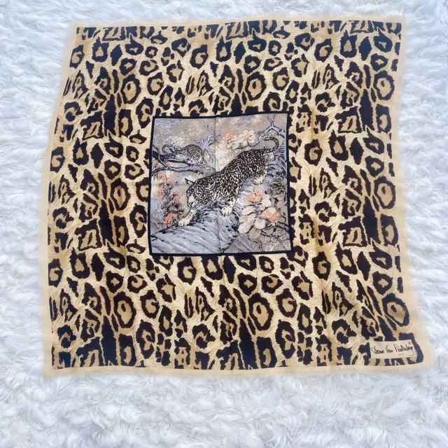 Diane Von Furstenberg RARE XL Vintage Wool Signature 70’s Leopard Art Scarf