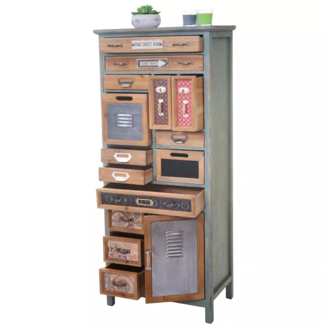 Apotheker-Schrank HWC-A43, Kommode, Tanne Holz massiv Shabby-Look 138x57x32cm