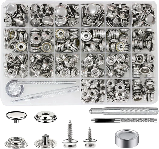 350 Pieces Canvas Snap Kit,  Stainless Steel Screws Snaps Marine Grade